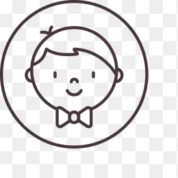 男孩头细线图标