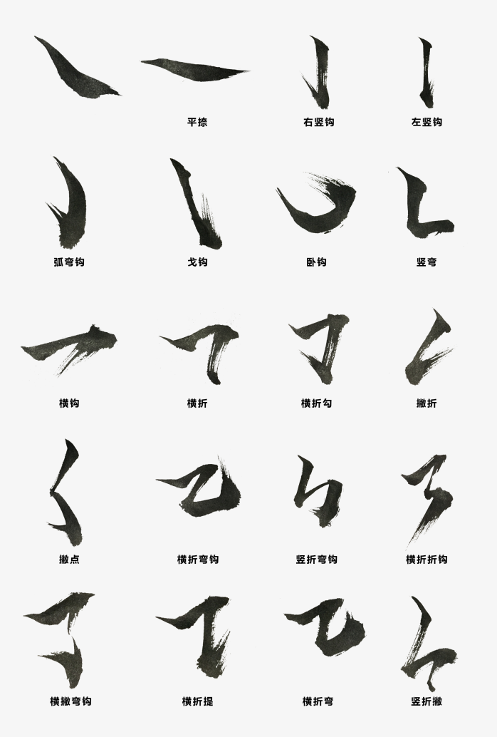 中国汉字笔划毛笔字笔划