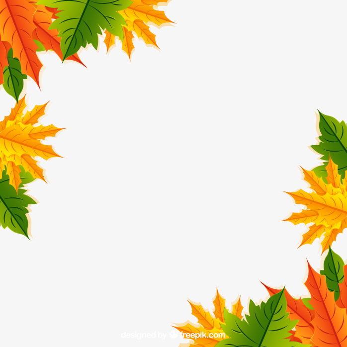 秋天来了绿色花边叶子边框