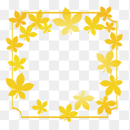 秋天来了绿色花边叶子边框