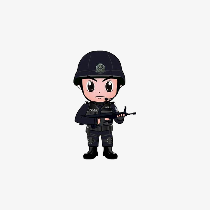 手绘卡通武警