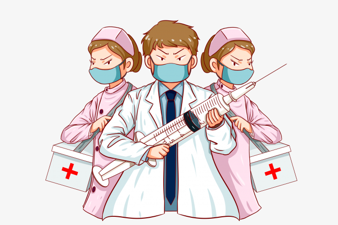 卡通医生护士疫情防控喧插画