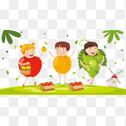 可爱儿童风景插画