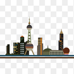 手绘上海城市建筑