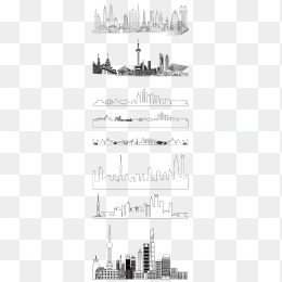 手绘上海城市建筑剪影
