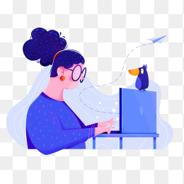 手绘女设计师人物插画