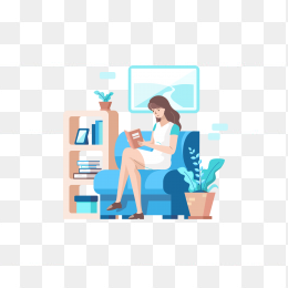 居家女人看书插画