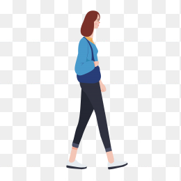 走路的女孩插画