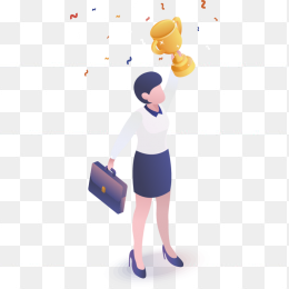 职场美女精英领奖插画