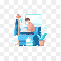 手绘男人办公插画