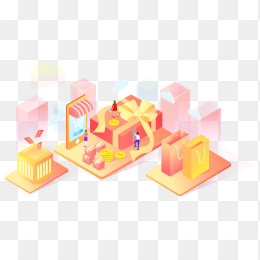 2.5D超市购物插画