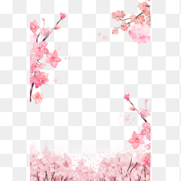 春季手绘花边素材