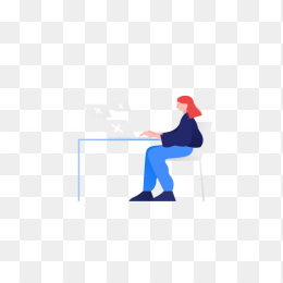 手绘办工女人人物插画