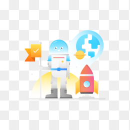 精美外星人发射火箭插画