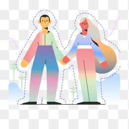 手绘精美创意情侣人物插画