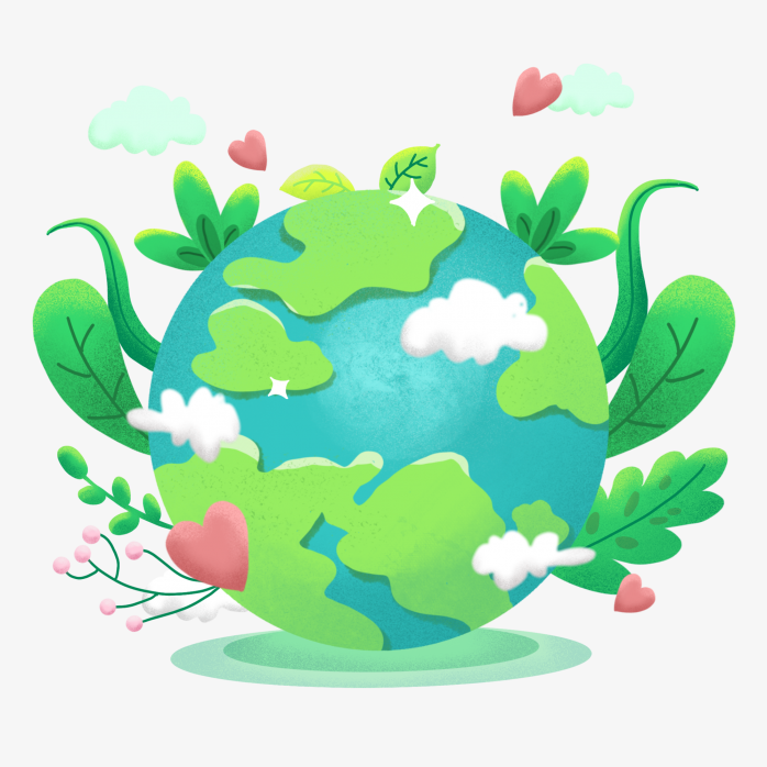 手绘绿色地球环境保护插画