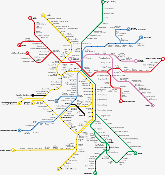 高清法国巴黎地铁线路图