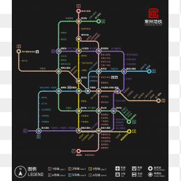 高清黑色常州地铁线路图