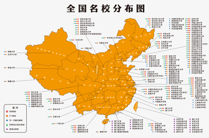高清中国高校分布地图