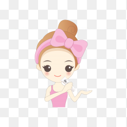 卡通手绘化妆的美女