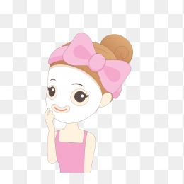 卡通手绘贴面膜的美女