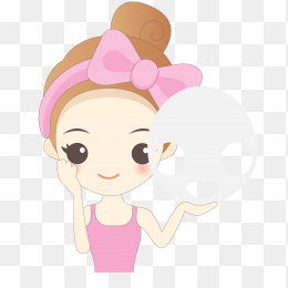 卡通手绘做面膜的小美女