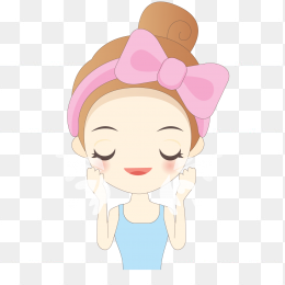 卡通洗脸的美女
