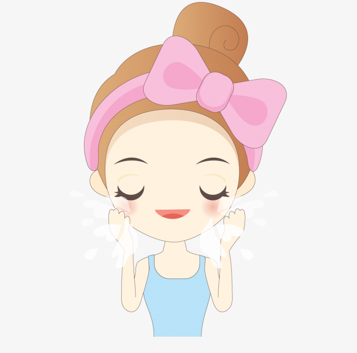 卡通洗脸的美女