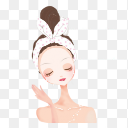 手绘卡通做面膜的美女
