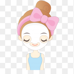 手绘卡通贴面膜美女