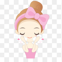 卡通洗脸的女孩