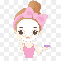 手绘卡通贴面膜的美女