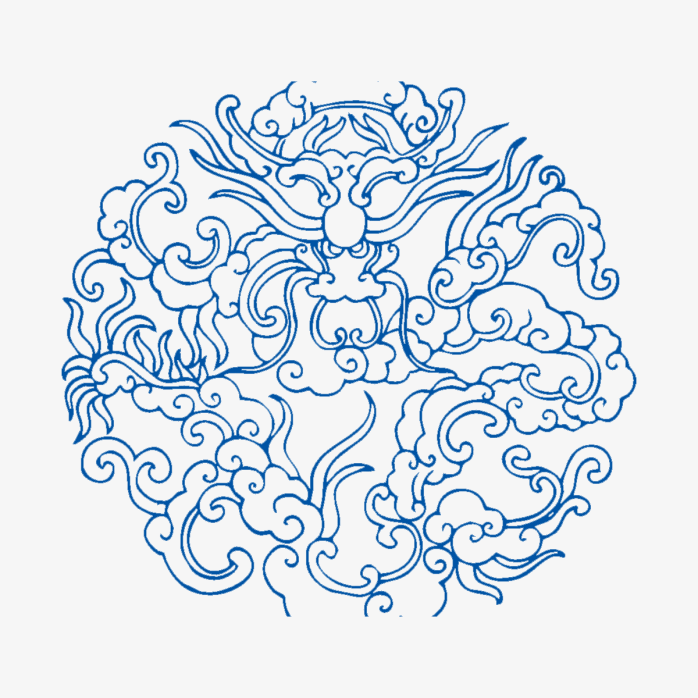 中国风青花瓷中国龙纹理