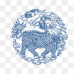 中国风青花瓷麒麟花纹