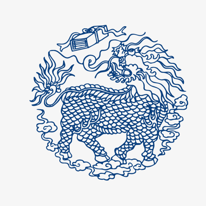 中国风青花瓷麒麟花纹