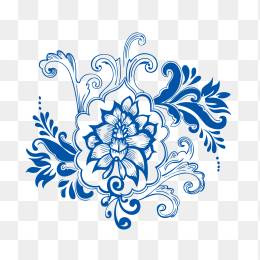 中国风青花瓷花纹素材