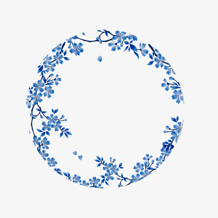中国风青花瓷圆形边框