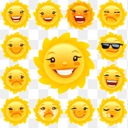 卡通太阳表情合集