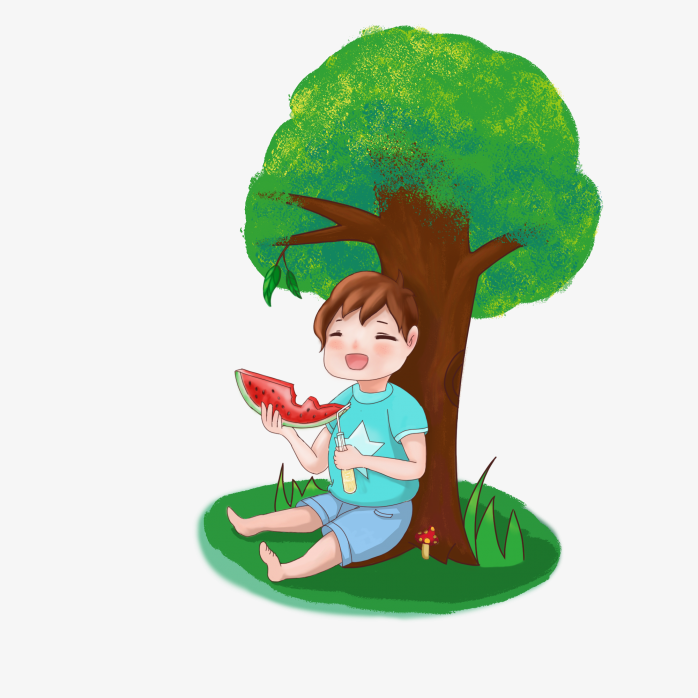 手绘吃西瓜人物