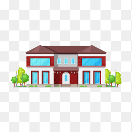 手绘别墅建筑插画