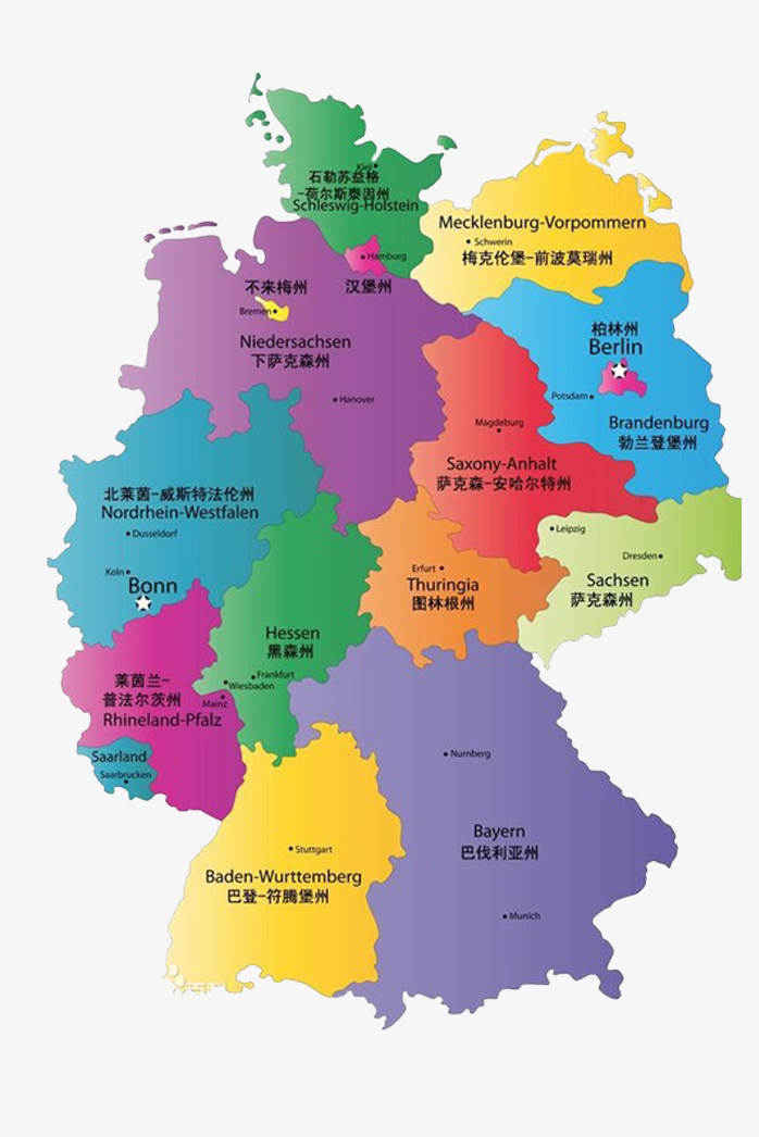 彩色德国地图