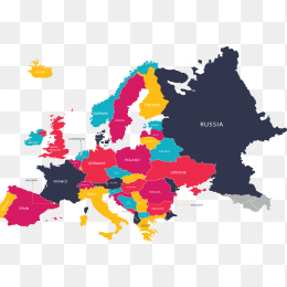 彩色欧洲地图