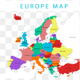 彩色欧洲地图