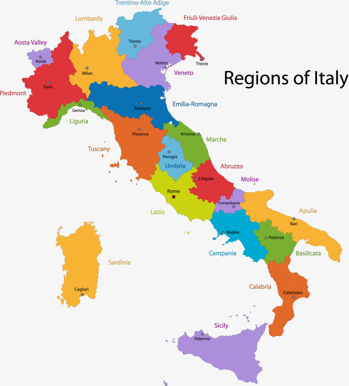 Italy彩色意大利地图