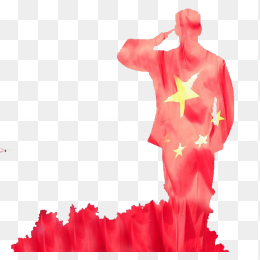 建军节军人敬礼剪影