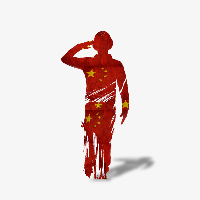军人敬礼剪影