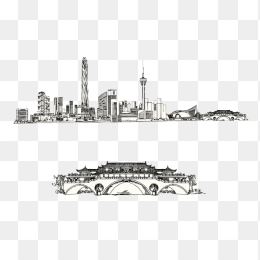 手绘成都城市