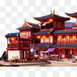 国潮中国风房屋图案