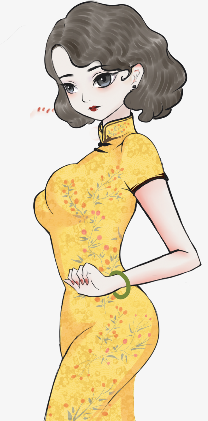 卡通手绘女孩素材