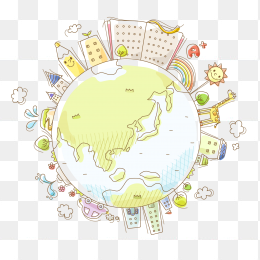 手绘卡通地球